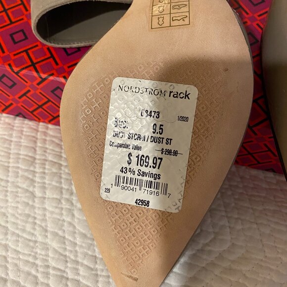 NWT Tory Burch 'Ashton' sling back pumps in Dust Storm   Size 9.5 - Picture 4 of 4